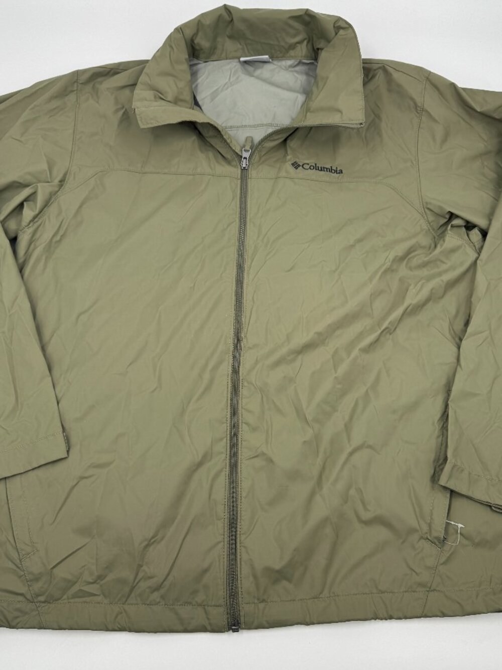 Columbia Windbreaker Jacket Mens Large Olive Green Full Zip Mesh‎ Lined